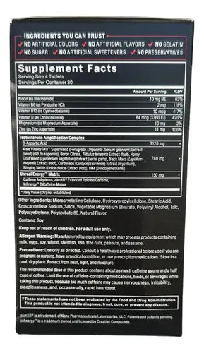 Testo Vitaminas Hombre Suplemento 120 Tabletas Force Factor Frutos Rojos