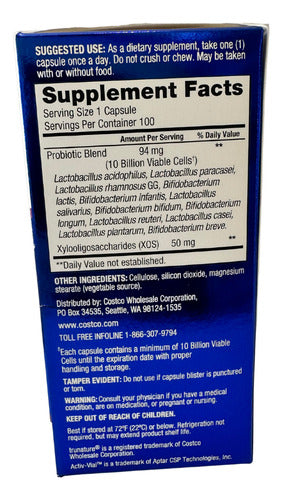 Probióticos Para La Digestión Prebióticos 100 Capsulas Sin Sabor
