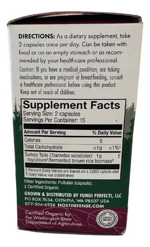 Extracto De Hongo Turkey Tail Apoyo Digestivo 30 Capsulas Sin Sabor