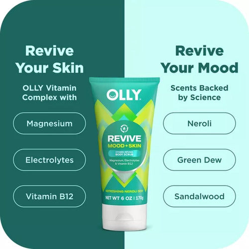 Olly Revive Body Scrub Exfoliante Para Cuerpo Vitamina B12 Refreshing Neroli Dew