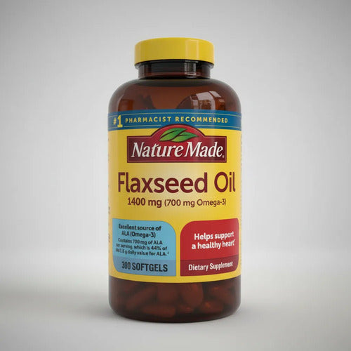 Flaxseed Oil Nature Made 300 Capsulas Apoyo Cardiovascular Sin Sabor