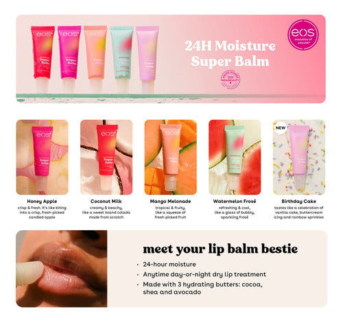 Eos Super Balm 5 Pack 24 Hrs Hidratación Labial