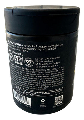 Vitamina D3 + K2 Sports Research 160 Veggie Softgels Sin Sabor