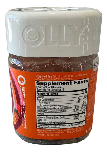 Vitaminas 36 Gomitas Olly Ginseng, Alpha Gpc Y Vitaminas B Mandarina