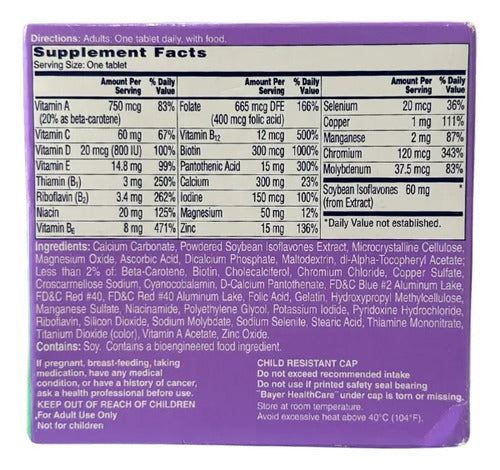 Suplemento Alivio Menopausia Bochornos Multivitaminas 50tab Sin Sabor