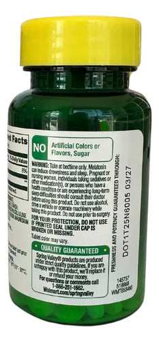 Melatonina Pastillas Para Dormir 120 Tabletas Spring Valley Sin Sabor