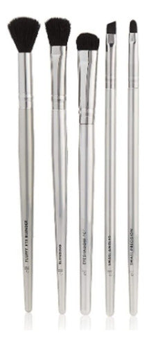 E.l.f. Smoky Eye Brush Kit Set De Brochas Para Ojos 5 Piezas Plateado
