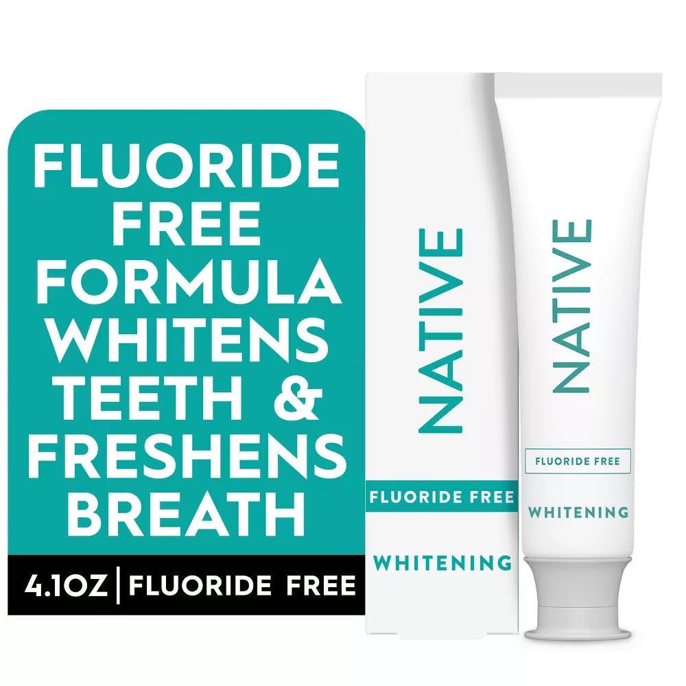 Native Whitening Wild Mint & Peppermint Oil Fluoride Free Toothpaste Pasta Dental Blanqueadora Sin Flúor 4.1oz