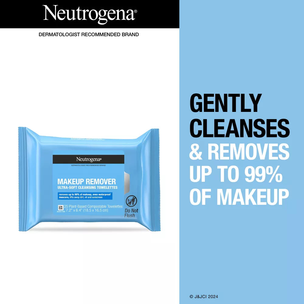 Neutrogena Facial Cleansing Makeup Remover Wipes Toallitas Desmaquillantes y Limpiadoras Faciales 20pz