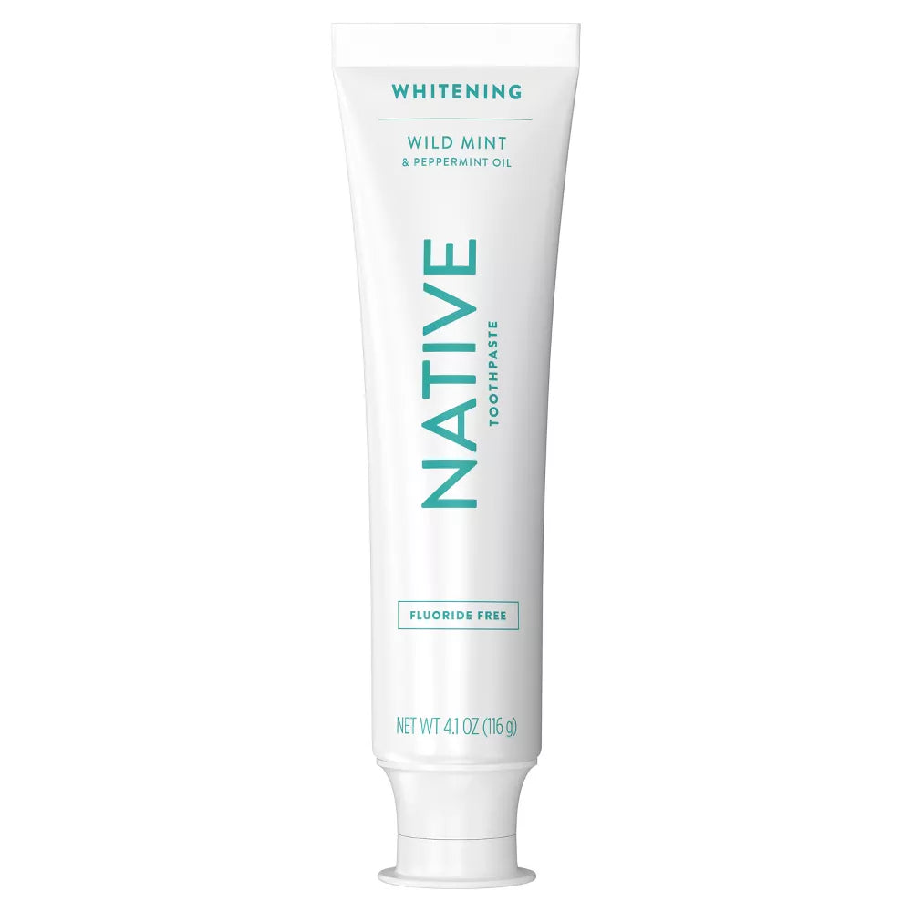 Native Whitening Wild Mint & Peppermint Oil Fluoride Free Toothpaste Pasta Dental Blanqueadora Sin Flúor 4.1oz