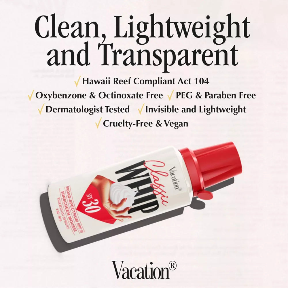 Vacation Classic Sunscreen Whip SPF 30 Bloqueador Solar En Mousse 1.4oz