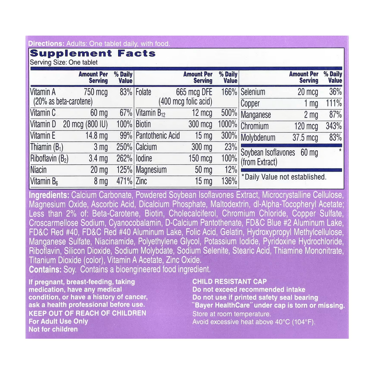 Suplemento Alivio Menopausia Bochornos Multivitaminas 50tab Sin Sabor
