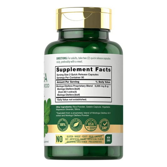 Moringa 6000mg Potente Superalimento Antioxidante 180 Caps Sin Sabor