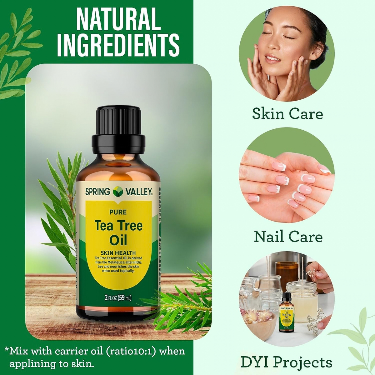 Spring Valley Aceite Esencial de Árbol de Té 100% Natural 59 ml