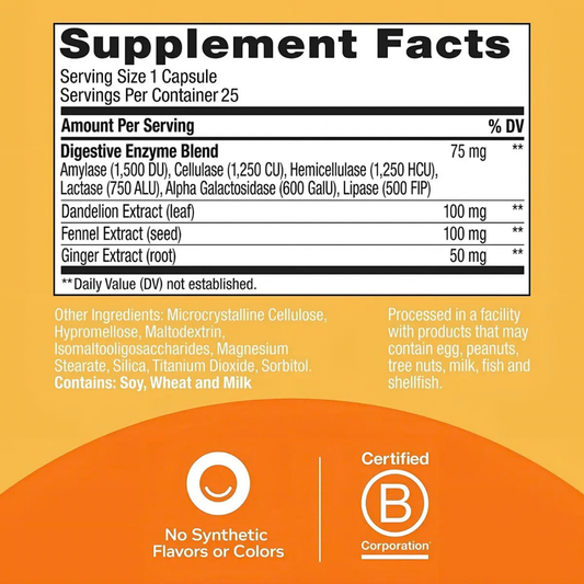 Suplemento Digestión Saludable 25 Capsulas Antiinflamatorio Sin Sabor