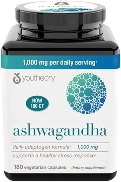 YouTheory Ashwagandha 180 Capsulas Reduce Ansiedad Y Estrés
