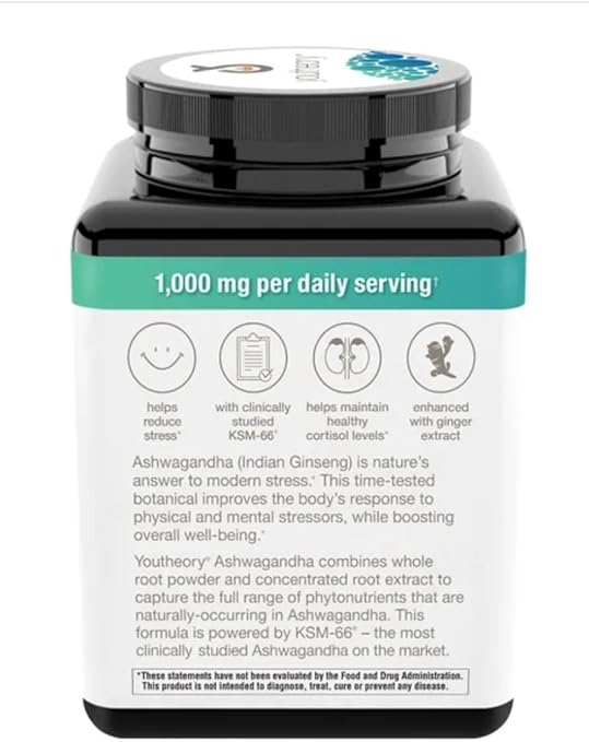 YouTheory Ashwagandha 180 Capsulas Reduce Ansiedad Y Estrés