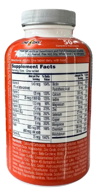 Multivitamínico One A Day Para Mujeres 50+ 200 Tabletas Sin Sabor