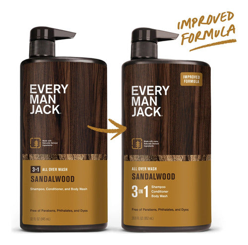 Every Man Jack Mens Wash 3 In 1 Sandalwood