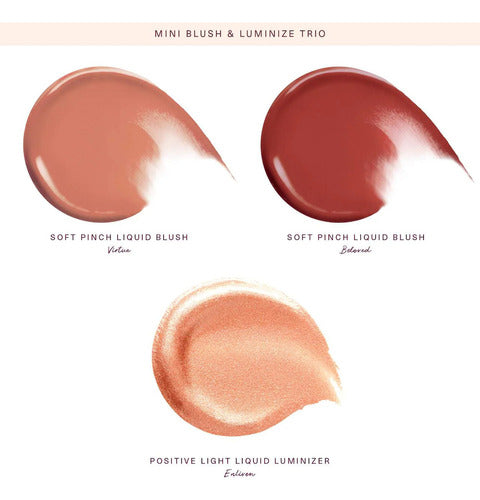 Rare Beauty Mini Blush & Luminize Trio 3 Tonos - Beloved, Virtue & Enliven