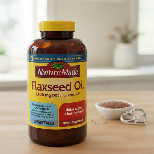 Flaxseed Oil Nature Made 300 Capsulas Apoyo Cardiovascular Sin Sabor