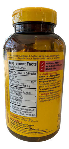 Omega Triple 3, 6 Y 9 Nature Made 180 Caps Sabor Na Sin Sabor