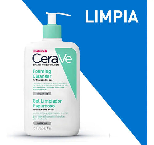 Cerave Gel Limpiador Facial Para Piel Mixta A Grasa 473 Ml Normal A Grasa Día/noche