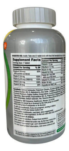Multivitamínico Centrum Silver +50 Adultos 325 Tabletas Sin Sabor