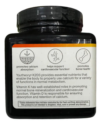 Vitamina K2 + D3 Huesos Y Articulaciones 60 Capsulas Sin Sabor