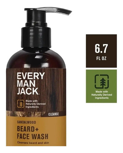 Every Man Jack Beard + Face Wash, Sandalwood - Verde Oscuro