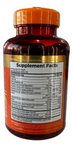 Vitamina C 1000 Mg Minerales Mujer Y Hombre 120 Capsulas Sin Sabor