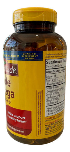 Omega Triple 3, 6 Y 9 Nature Made 180 Caps Sabor Na Sin Sabor
