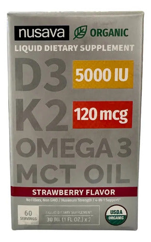 Suplemento Vitamina D-3 Y K-2 Omega 3 Mct Fresa 60 Porciones Sin Sabor