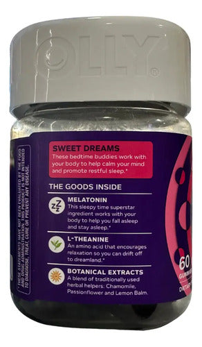 Melatonina 3 Mg L-teanina 60 Gomitas Relajación Mejora Sueño Fresa