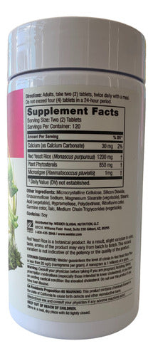 Red Yeast Rice Plus 1200mg Contra Colesterol 240 Tabletas Sin Sabor