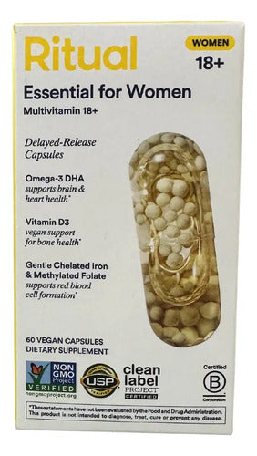 Multivitamínico Para Mujer 60 Capsulas Hierro Omega-3 Y D3 Sin Sabor