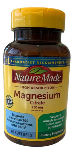 Citrato De Magnesio 250 Mg Soporte Nutricional 60 Caps Sin Sabor