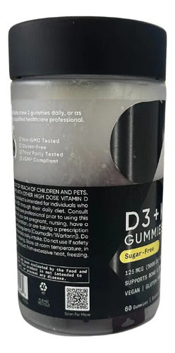 Frasco Vitamina K2 + D3 Con 30 Gomitas Veganas Salud Ósea Sin Sabor