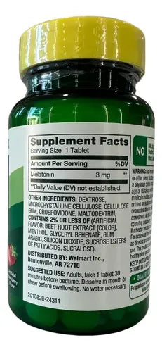 Melatonina 3 Mg Ayuda Al Sueño 120 Tabletas Sabor Fresa Fresa