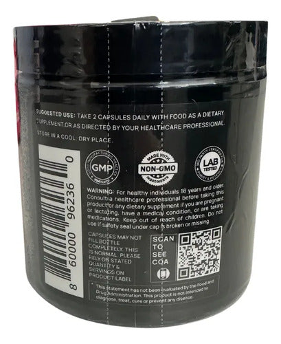 Maca Negra Orgánica Peruana 60 Cápsulas Suplemento Energia Sin Sabor
