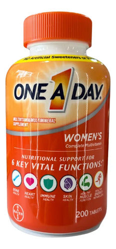 One A Day Multivitamínico Mujer 200 Tabletas Vitaminas Sin Sabor