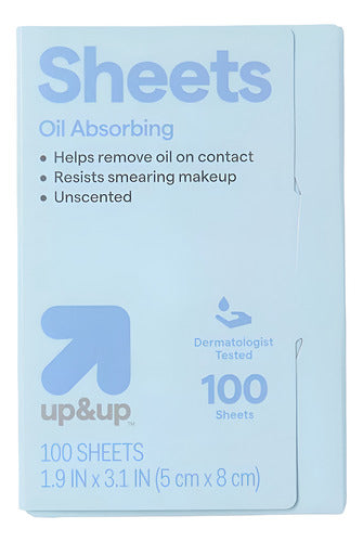 Up&up Sheets Oil Absorbing Control De Brillo Facial Todo Tipo De Piel Día/noche