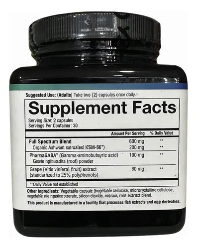 Ksm-66 Ashwagan Y Gaba Antiestrés Suplemento 60 Capsulas Sin Sabor