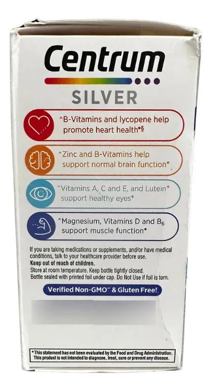 Centrum Silver Men 50+ Americano 100 Tabs Hombre +50 Años Sin Sabor