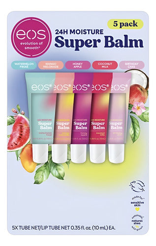 Eos Super Balm 5 Pack 24 Hrs Hidratación Labial