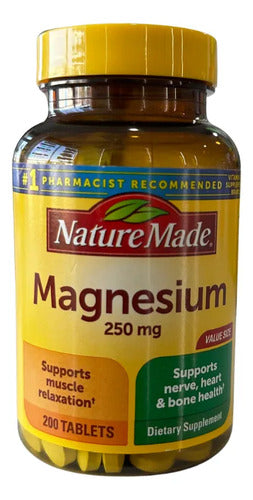 Magnesio 250mg De 200 Tabletas Magnesium Metabolismo Sin Sabor