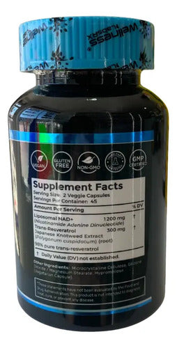 Suplemento Nad+ Adulto Resveratrol 90 Capsulas Antioxidante Sin Sabor