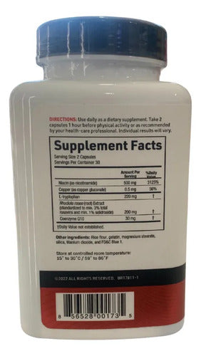 Nad+ Nicotinamida 500mg Coenzima Q10 Suplemento 60 Capsulas Sin Sabor