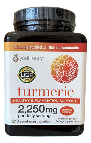 Turmeric Cúrcuma 210 Capsulas Suplemento Vegetariano Sin Sabor