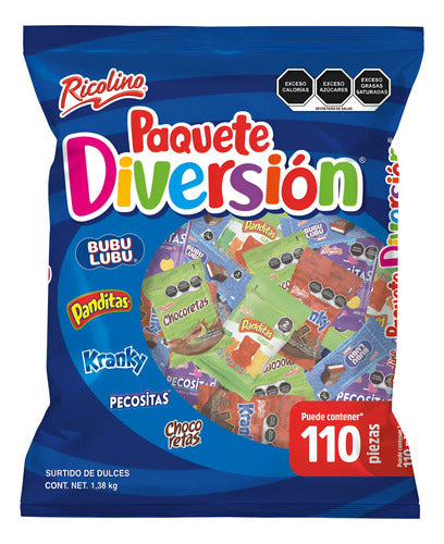 Ricolino Diversión Surtido Caramelo 110 Piezas 1.38 Kg